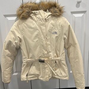 Authentic North Face Parka style fur hood with belt